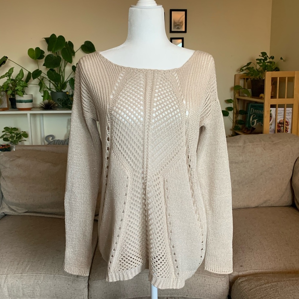 Cute Beige Sweater- Small- Great for layering